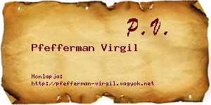 Pfefferman Virgil névjegykártya
